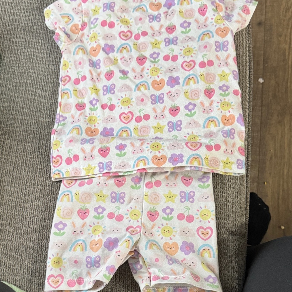 Kids Rainbow & Hearts Short Pajama Set - Pastel Multi